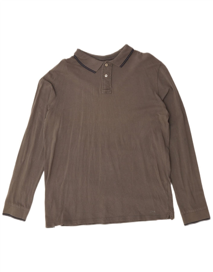Polo Lee da uomo a maniche lunghe vestibilità regolare XL in cotone grigio