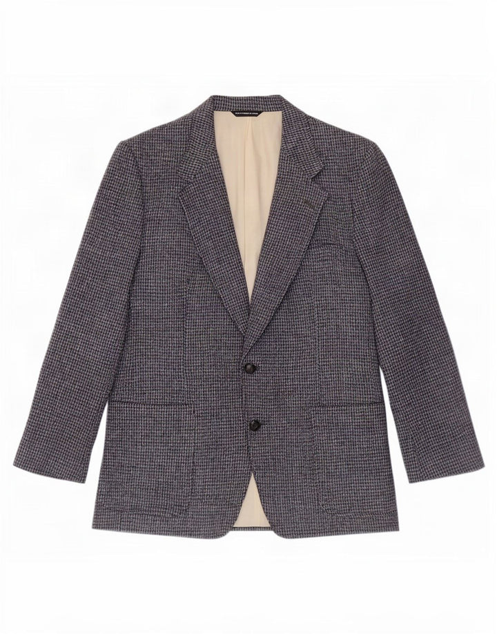 Giacca blazer da uomo dalla vestibilità regolare Harris Tweed taglia 44 grande pied de poule blu