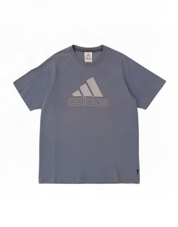 T-shirt grafica da uomo Adidas Top in cotone blu medio