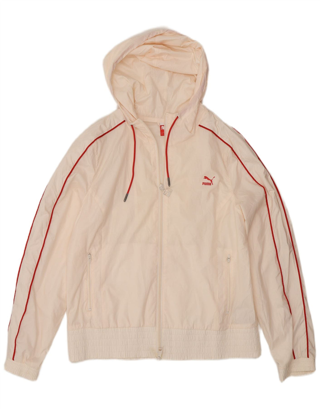 Giacca bomber con cappuccio da donna Puma UK 14 Large in poliestere bianco sporco