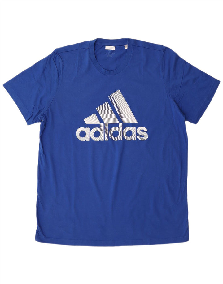 T-shirt grafica da uomo ADIDAS Top XL in cotone blu