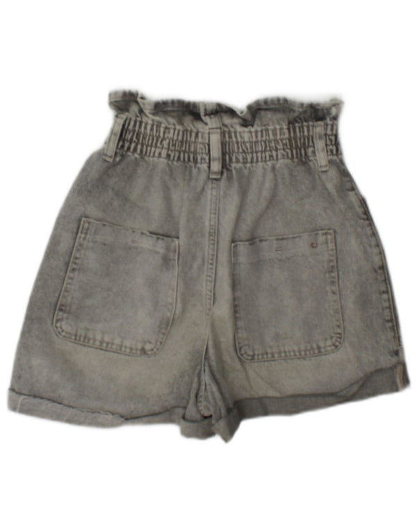 Pantaloncini di jeans a vita alta a gamba larga da donna Zara EU 32 2XS W22 cotone grigio