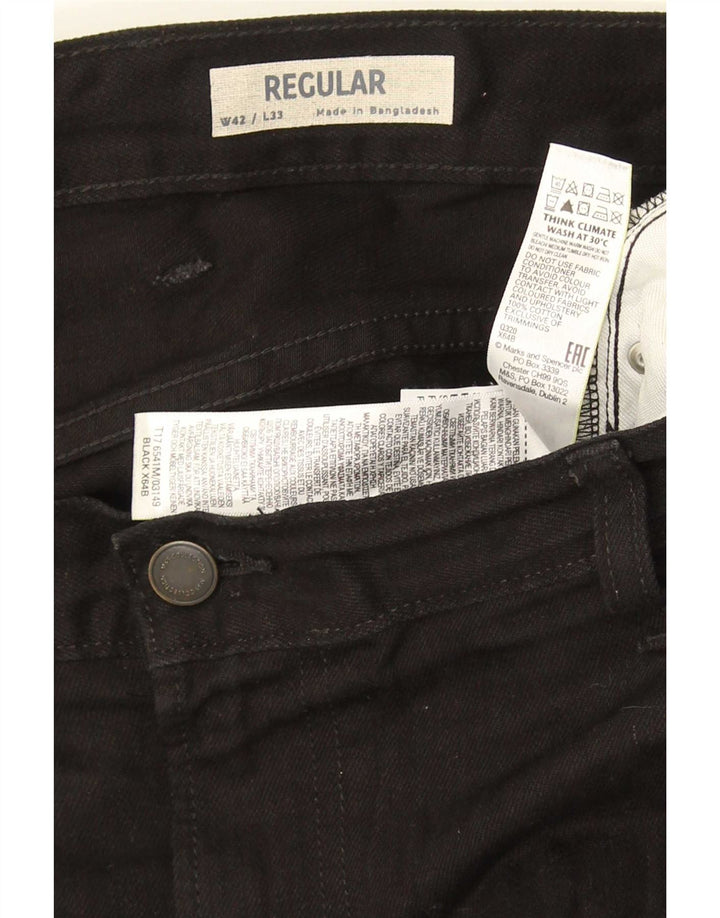 Pantaloni casual vestibilità regolare da uomo Marks & Spencer W42 L33 cotone nero