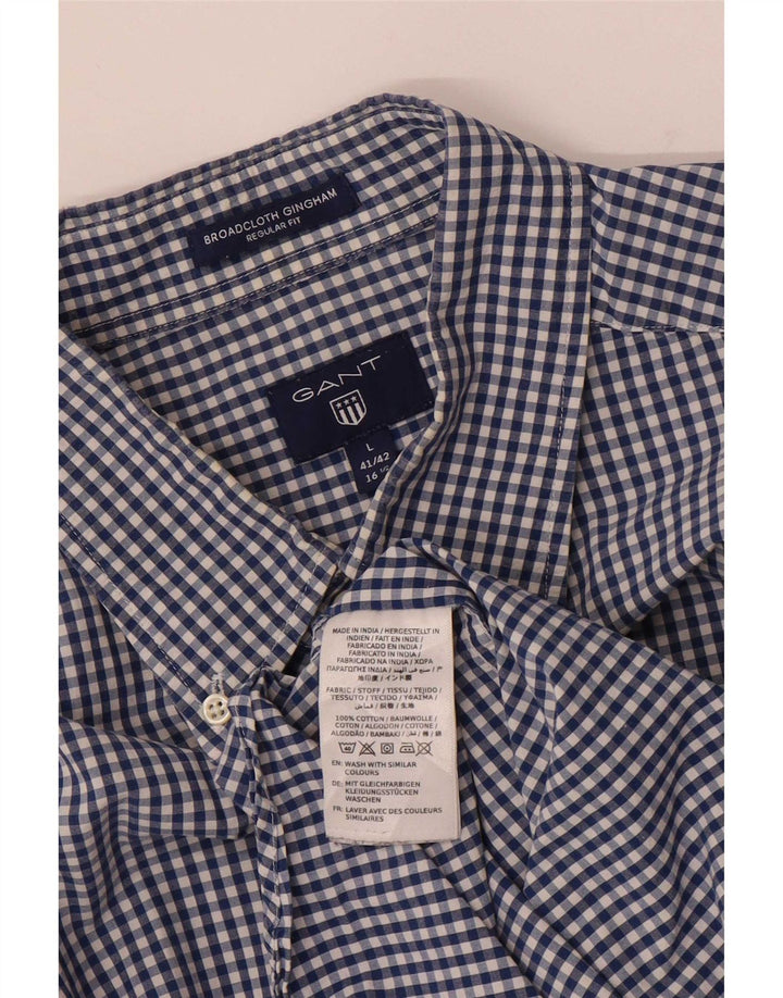 Gant Camicia da uomo vestibilità regolare taglia 41/42 16 1/2 grande percalle blu navy