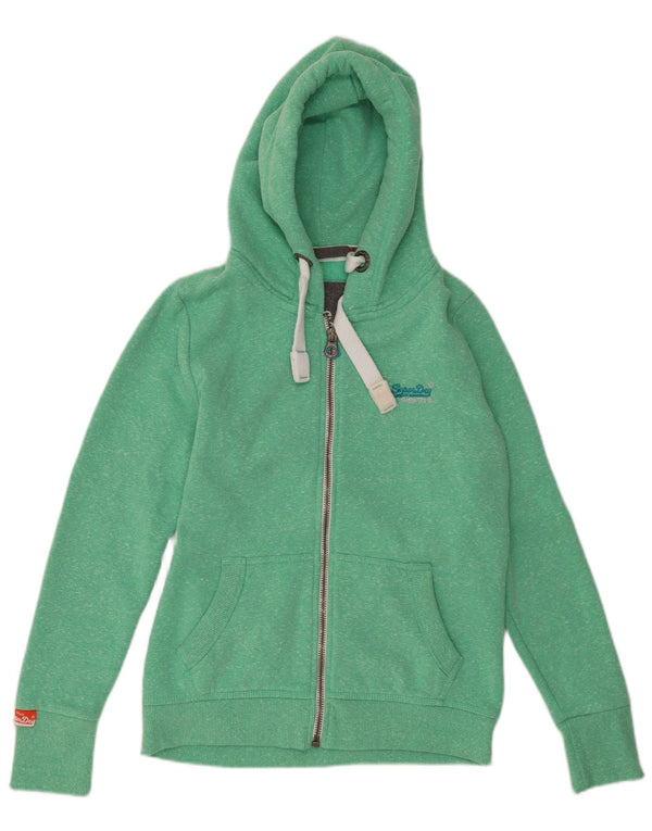 Maglione con cappuccio e zip da donna Superdry UK 12 Cotone screziato verde medio