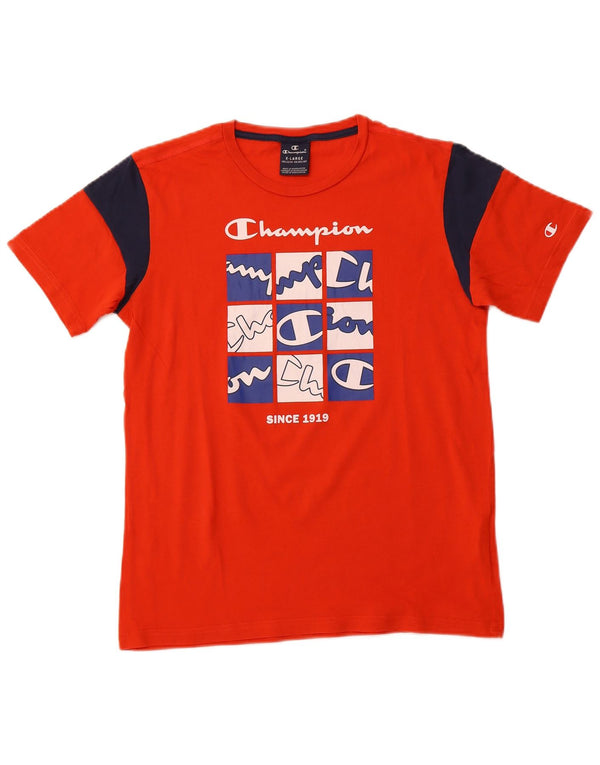 T-shirt grafica CHAMPION per ragazzi 13-14 anni XL in cotone color block arancione