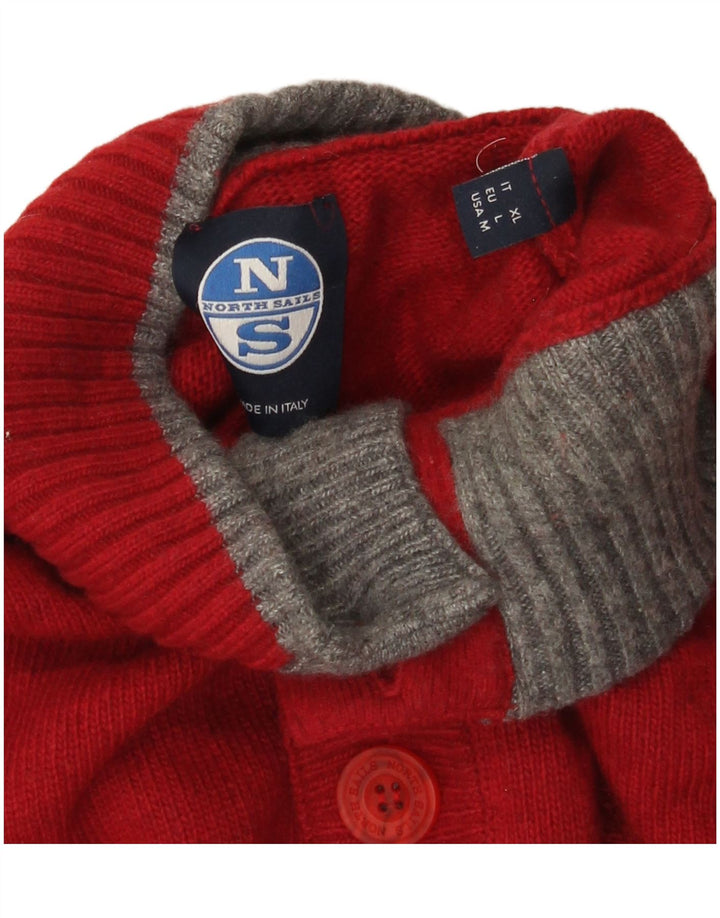 Maglione da uomo North Sails con collo a bottoni grande rosso