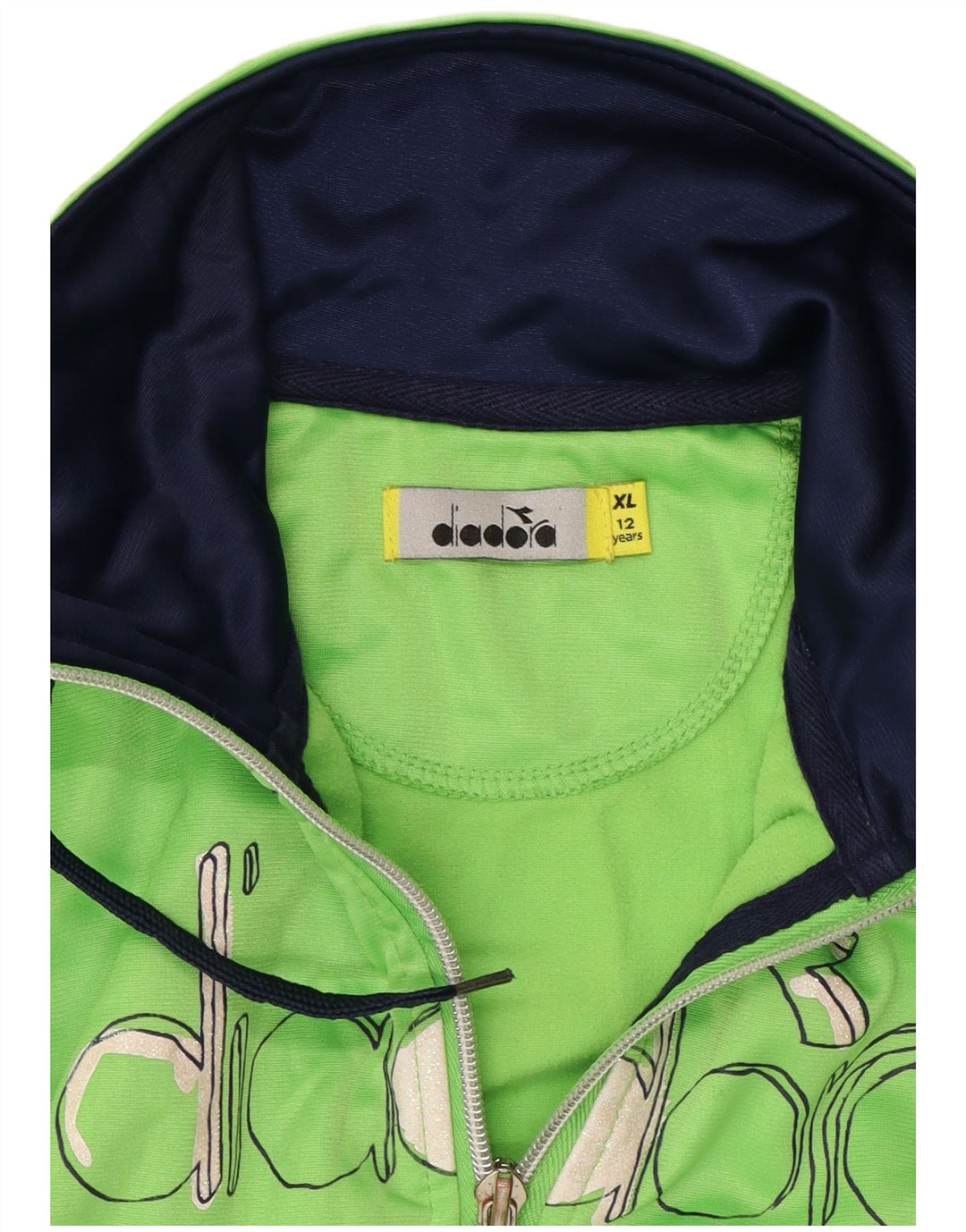 Giacca da ginnastica grafica da ragazzo Diadora 11-12 anni XL verde poliestere