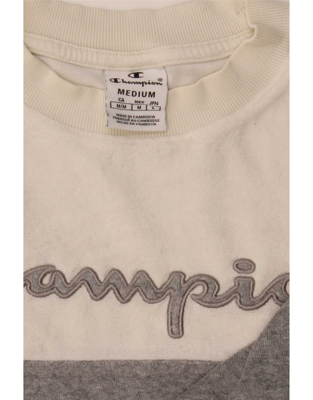 Felpa con grafica da donna Champion, maglione UK 14, blocco colore bianco medio