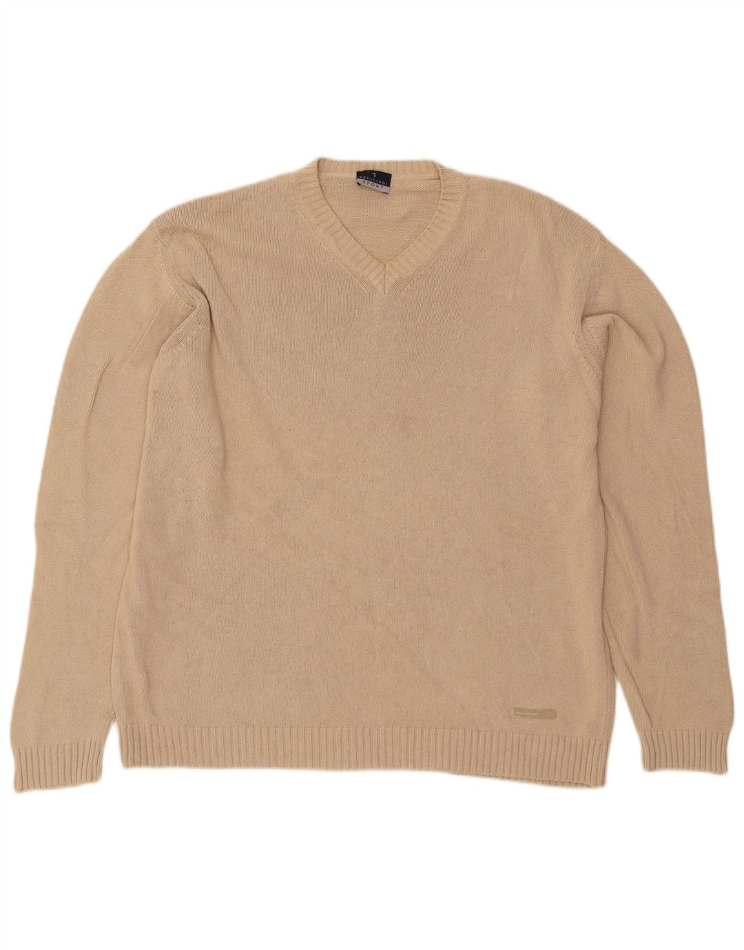 Maglione Trussardi Uomo Scollo a V Large in Cotone Beige