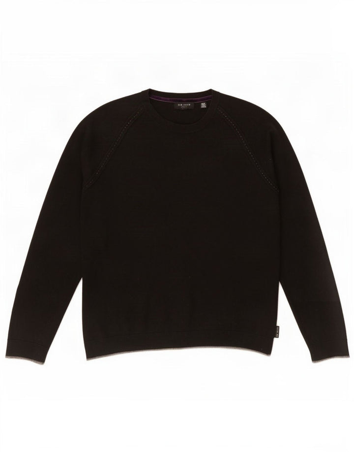 Maglione maglione girocollo da donna Ted Baker UK 14 cotone nero medio