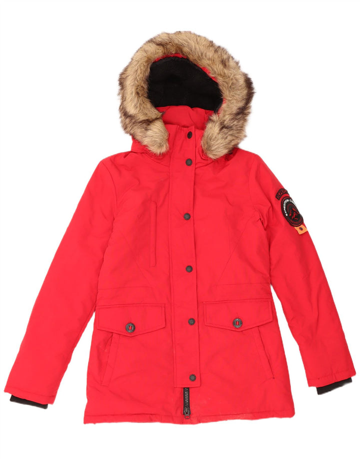 Giacca parka oversize da donna con cappuccio Superdry UK 10 Small nylon rosso