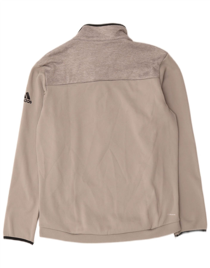Top della tuta da ginnastica Adidas Climawarm Zip Neck da uomo in poliestere grigio medio