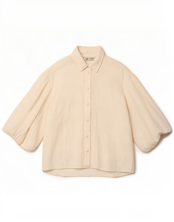 Camicetta oversize da donna con maniche a 3/4 Zara UK 6 XS bianca