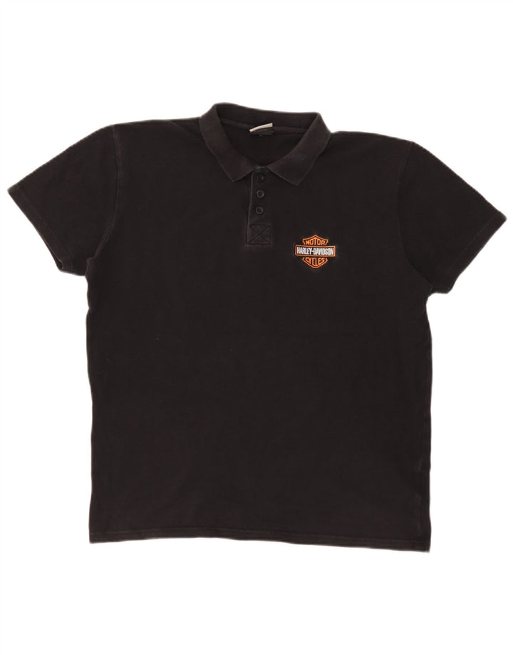 Polo da uomo Harley Davidson grande in cotone nero