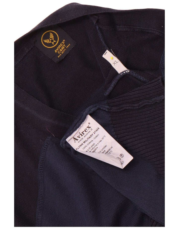 Maglione cardigan da uomo Avirex XL in cotone color block blu navy