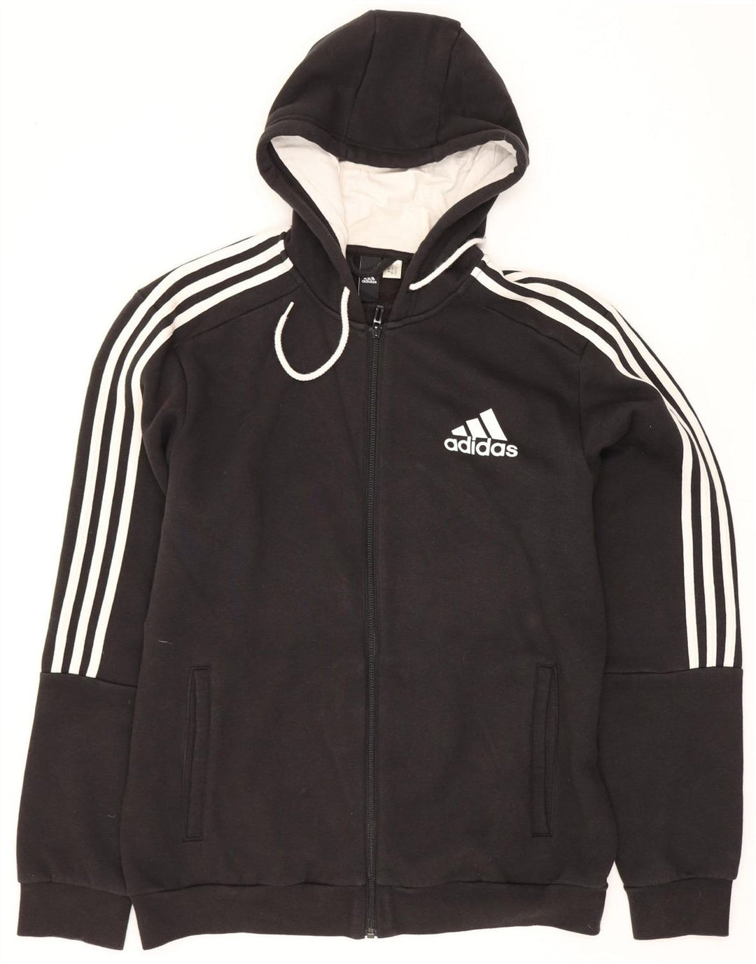 Felpa con cappuccio e zip Adidas da uomo grande nera
