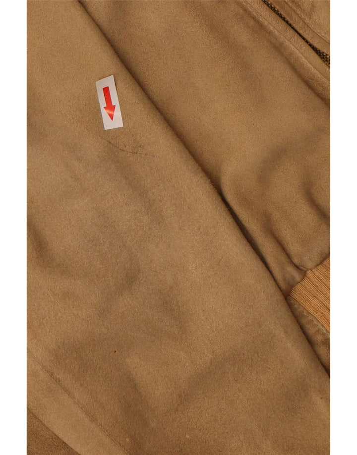 Bomber vintage da uomo in pelle scamosciata IT 52 XL in cotone marrone