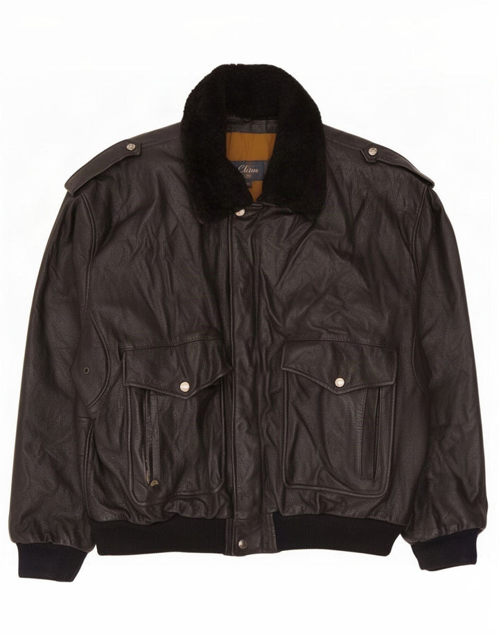 Giacca in pelle militare da uomo Cleiren IT 50 Large nera
