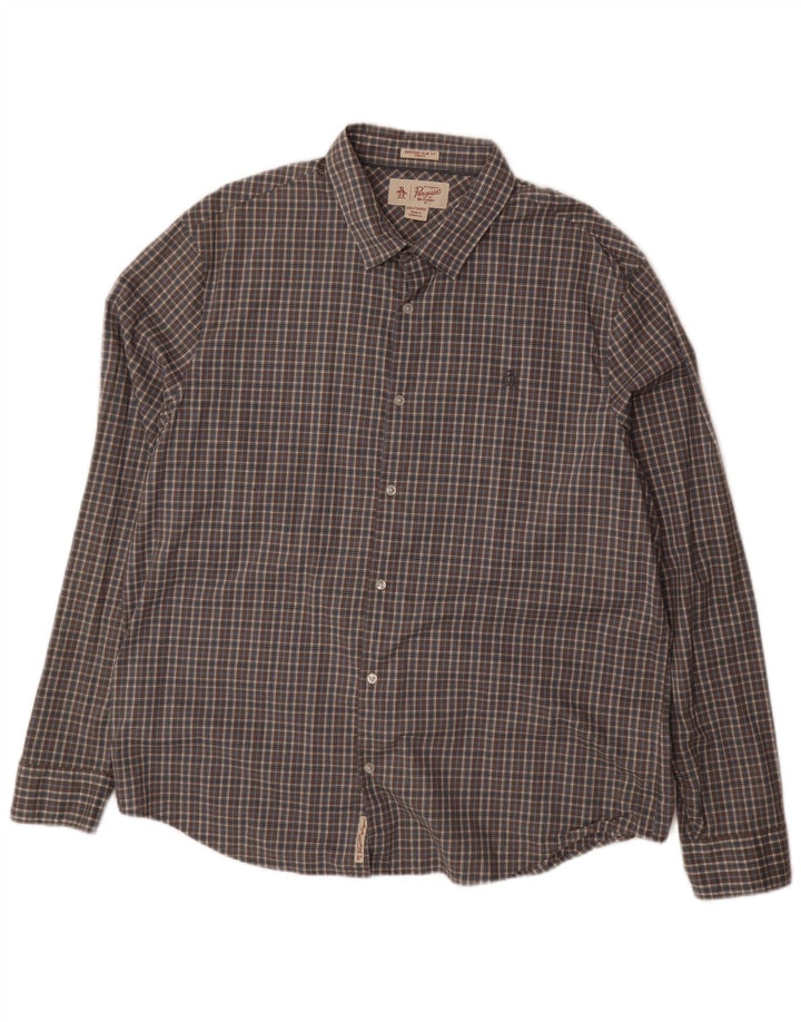 PENGUIN Camicia da uomo Heritage Slim Fit 2XL Cotone a quadri grigio