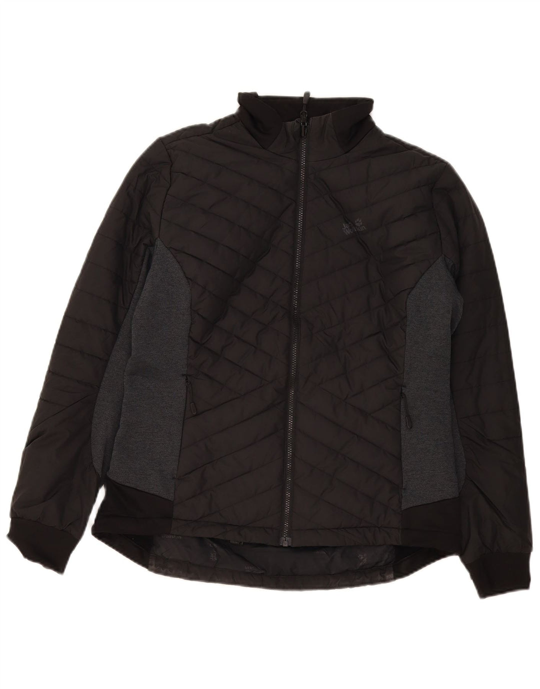 Giacca imbottita da donna Jack Wolfskin UK 16 grande poliestere color block nero