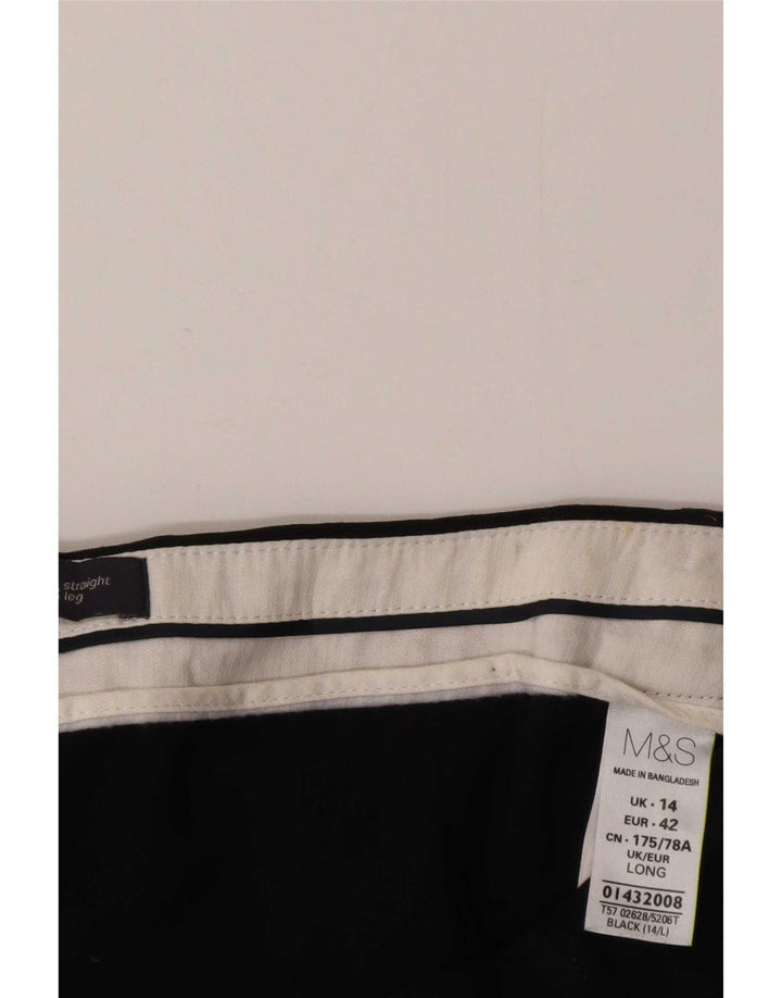 Pantaloni da abito dritti da donna Marks & Spencer UK 14 medi W34 L34 neri