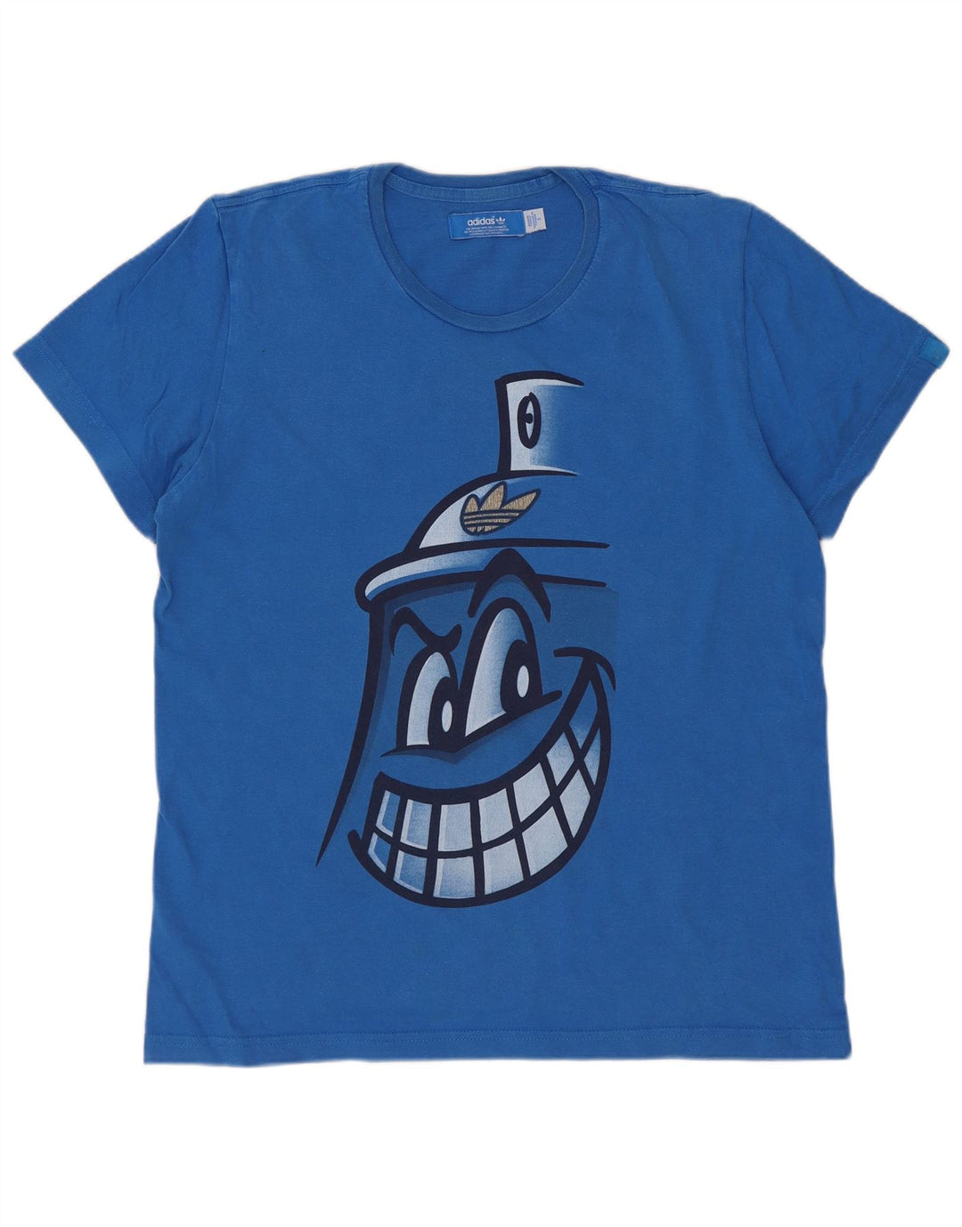 T-shirt grafica da uomo Adidas Top piccola in cotone blu