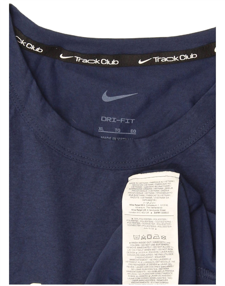 T-shirt grafica da uomo Nike Dri Fit Top XL poliestere blu navy
