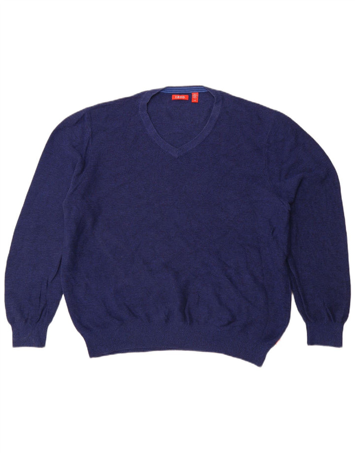Maglione da uomo con scollo a V Izod grande cotone blu