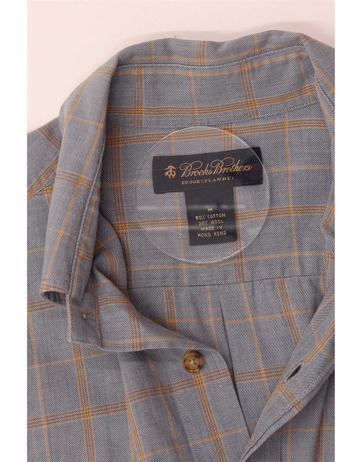 Camicia in flanella da uomo Brooks Brothers in cotone scozzese blu medio