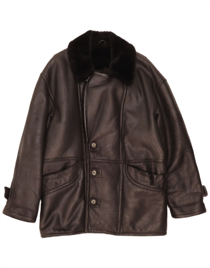 Giacca in shearling vintage da uomo IT 48 Shearling nero medio