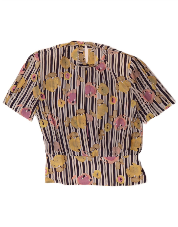 VINTAGE Womens Blouse Top UK 16 Large Black Striped