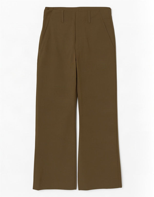 Pantaloni chino a gamba larga a vita alta da donna Zara XS W24 L28 poliestere kaki