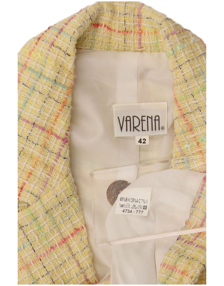 Giacca blazer vintage da donna a 3 bottoni IT 42 cotone a quadri giallo medio