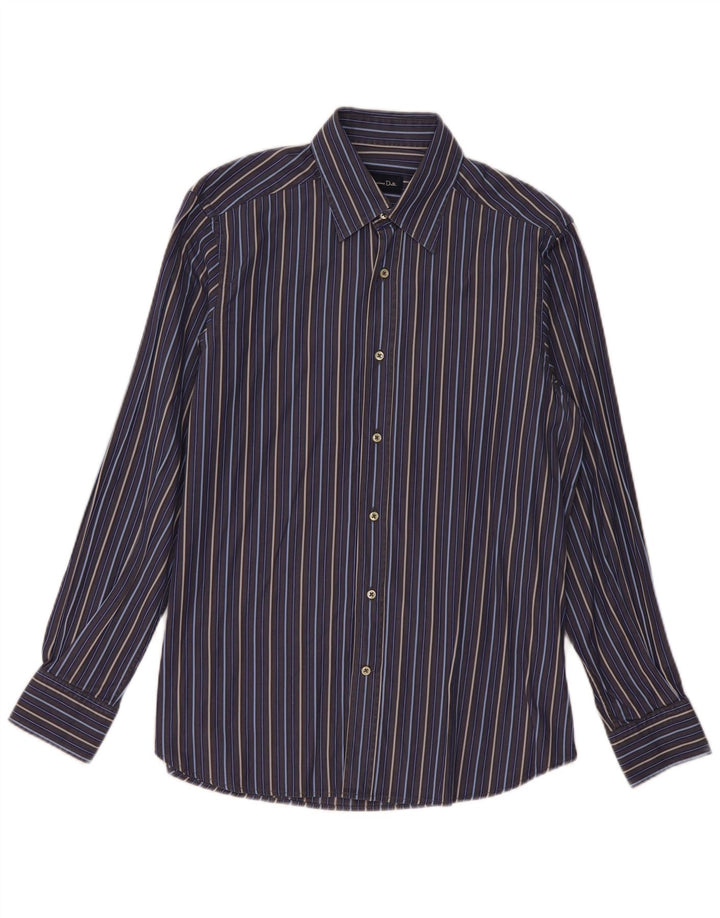 Camicia da uomo Massimo Dutti taglia 42 16 1/2 grande a righe blu navy