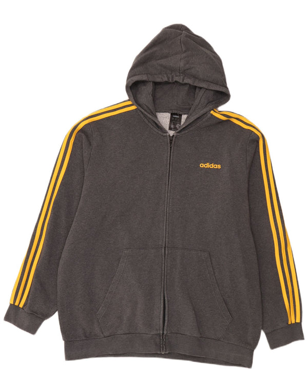 Felpa con cappuccio e zip Adidas da uomo 2XL in cotone grigio