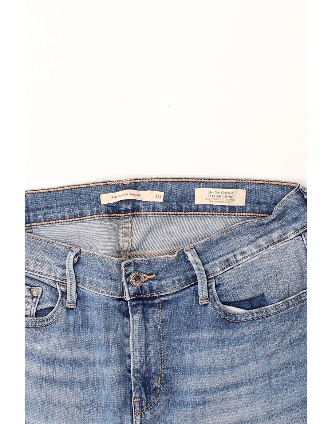LEVI'S Womens 710 Skinny Denim Shorts W30 Medium  Blue Cotton Vintage Levi's and Second-Hand Levi's from Messina Hembry 