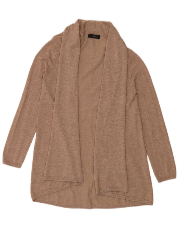 Maglione cardigan aperto a lunga linea da donna Zara UK 14 Large Beige screziato