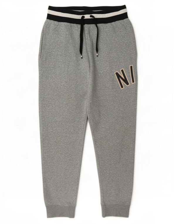 Pantaloni da tuta con grafica Nike da uomo, pantaloni da jogging, grandi, in cotone chiazzato grigio