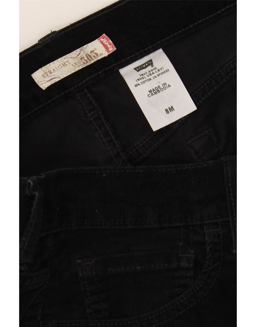 LEVI'S Womens 505 Straight Casual Trousers US 8 Medium W34 L30 Black Vintage Levi's and Second-Hand Levi's from Messina Hembry 