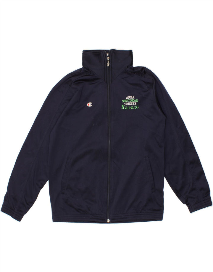 CHAMPION Boys Graphic Tracksuit Top Jacket 11-12 Years Navy Blue Polyester Vintage Champion and Second-Hand Champion from Messina Hembry 