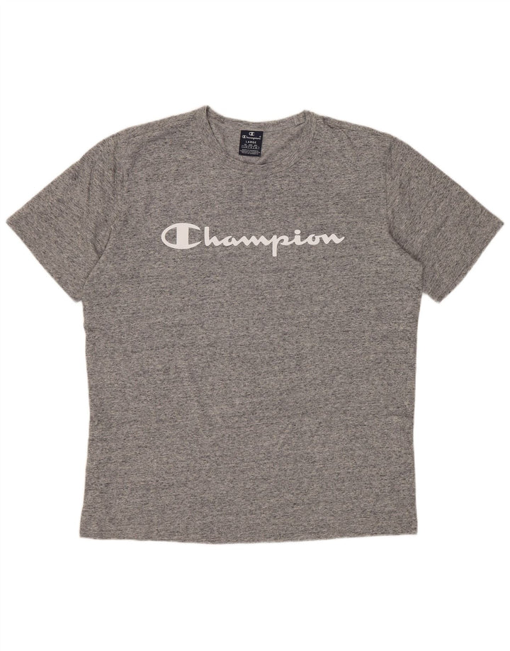 T-shirt grafica da uomo CHAMPION Top grande in cotone chiazzato grigio