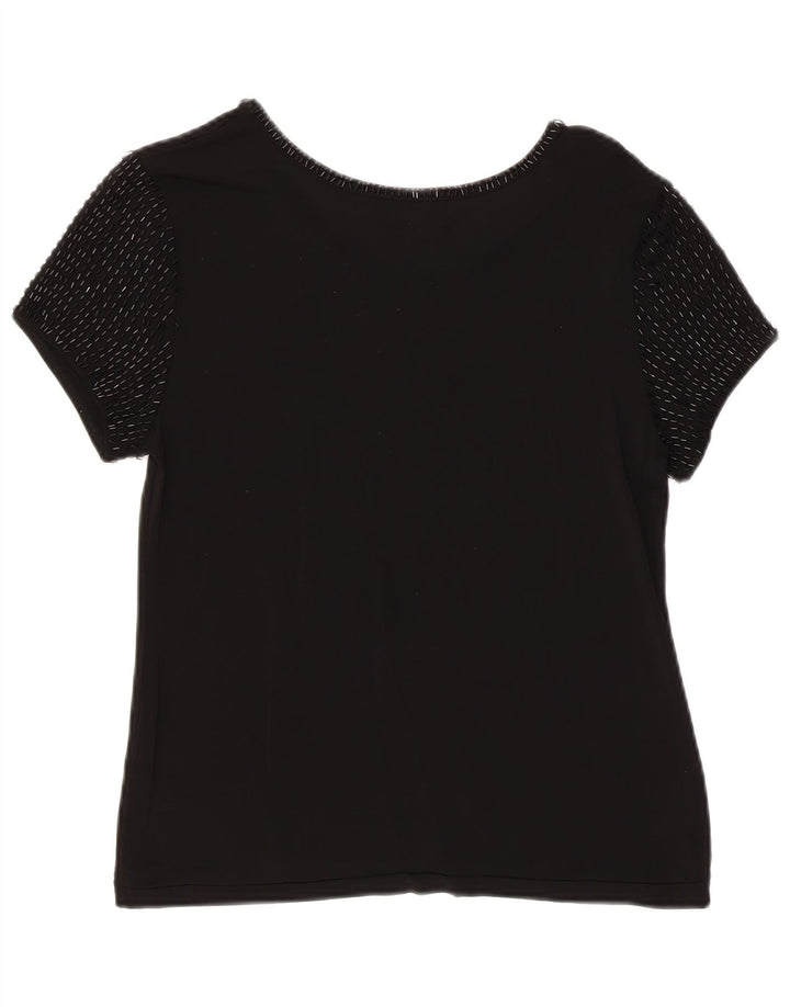Gattinoni Maglietta Grafica Donna Top IT 46 Large Nera in Viscosa
