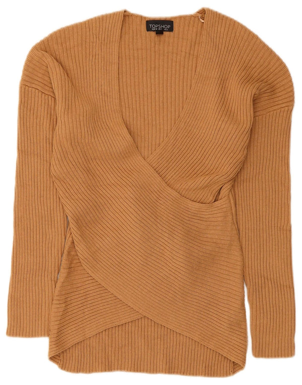 Topshop Maglione da donna con scollo a V UK 6 XS Beige acrilico