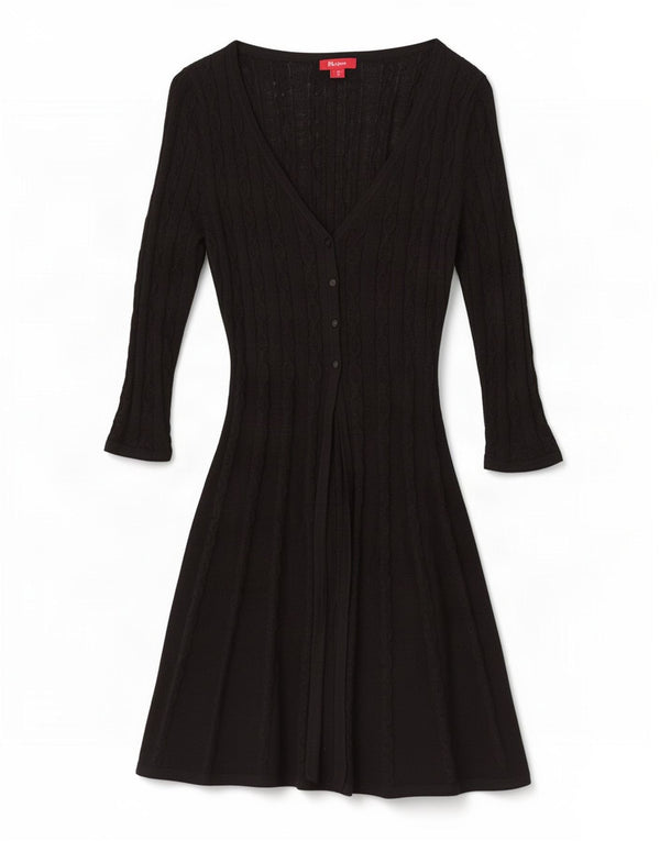 Abito maglione da donna con maniche a 3/4 Monsoon UK 8 piccolo acrilico nero