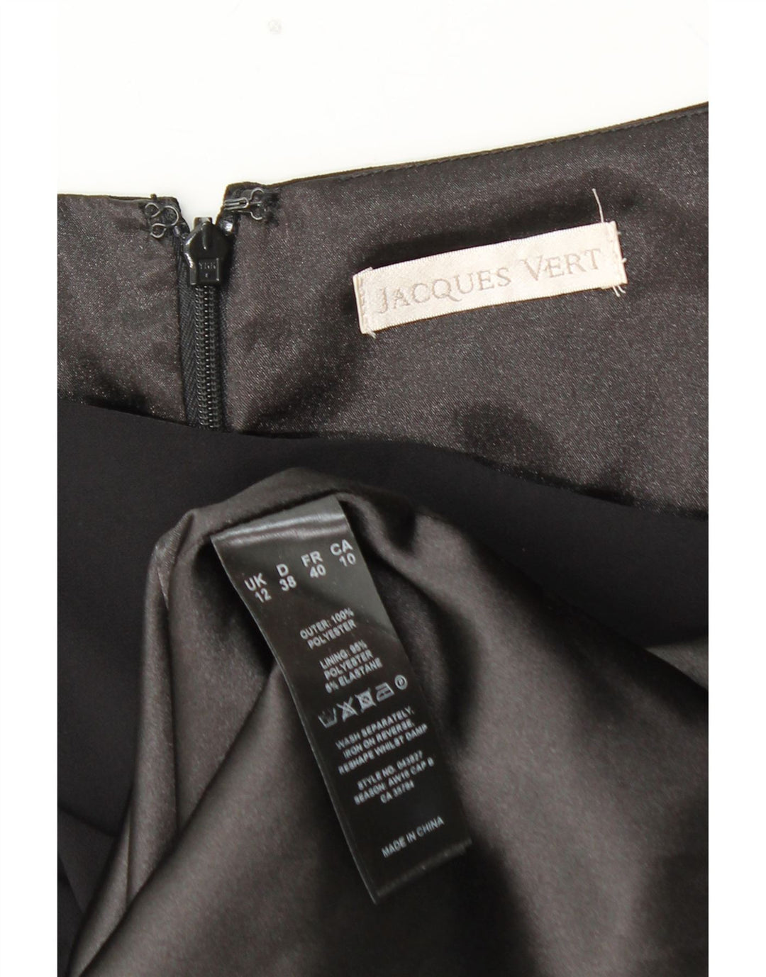 JACQUES VERT Abito peplo senza maniche da donna UK 12 Poliestere nero medio