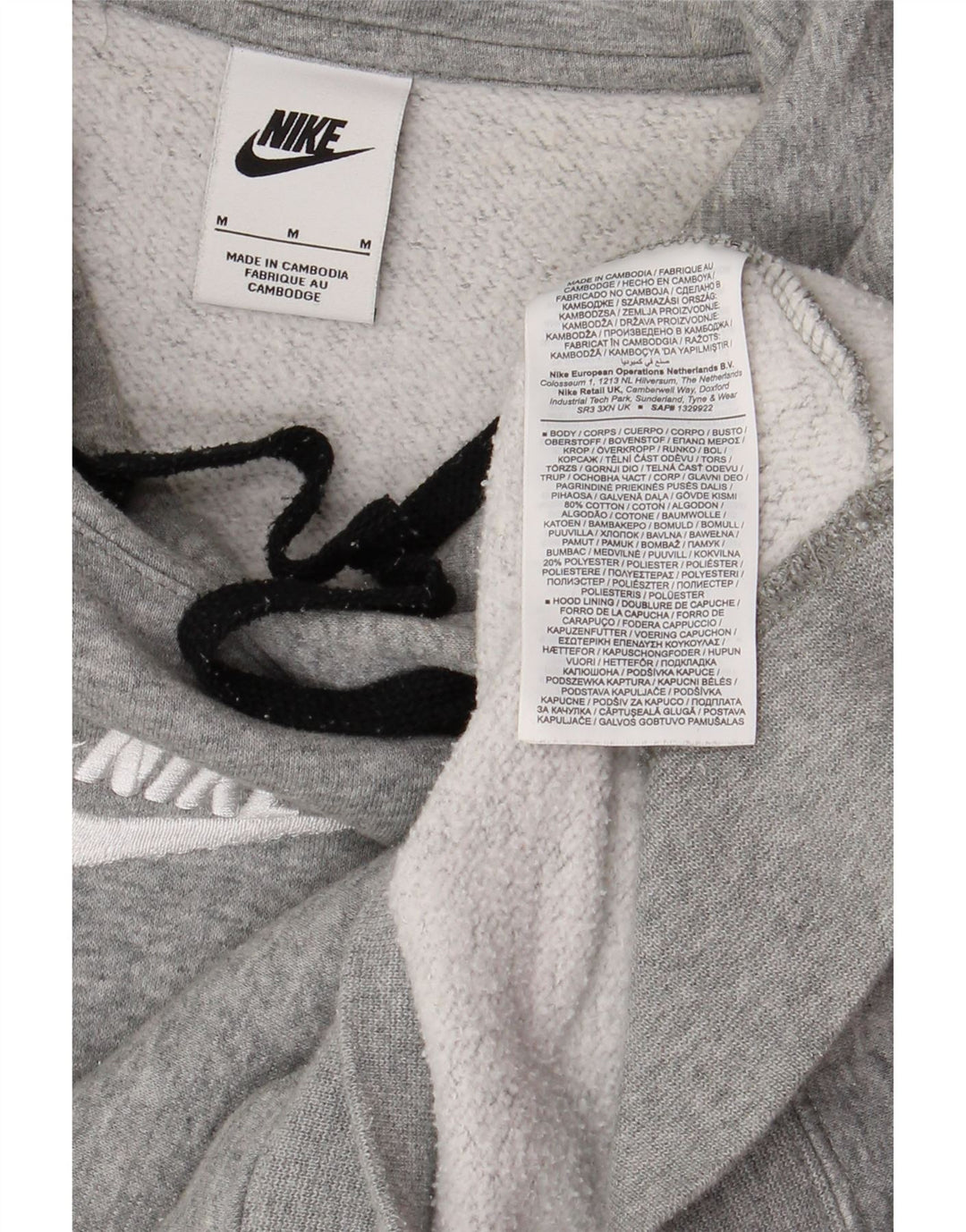 NIKE Felpa con cappuccio grafica da uomo in cotone color block grigio medio