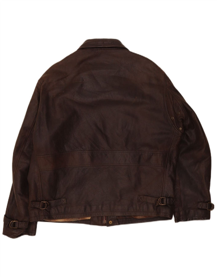 Giacca in pelle vintage da uomo UK 42 XL Marrone