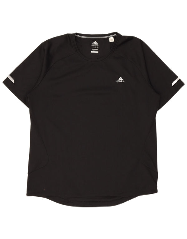 T-shirt ADIDAS Climalite da uomo grande in poliestere nero