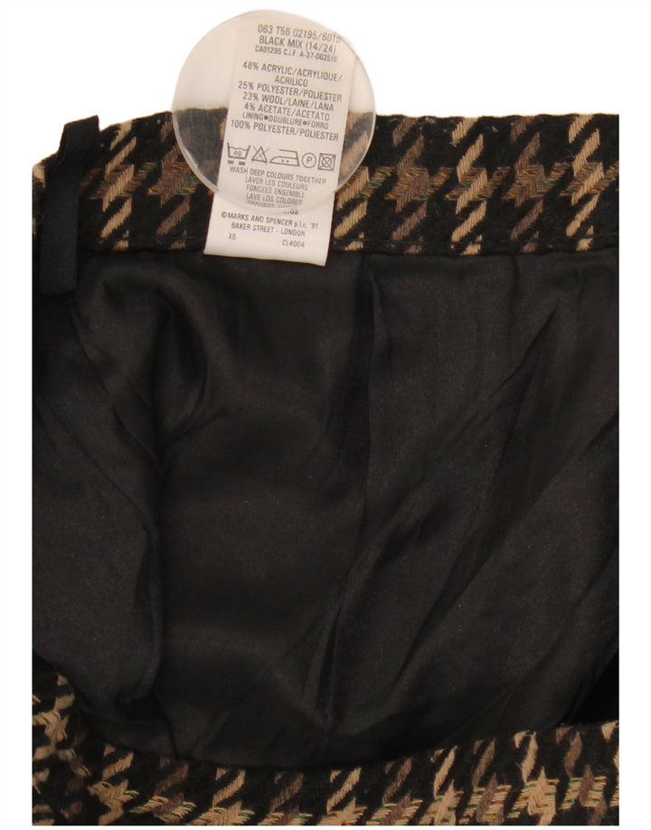 Gonna a tubino da donna Marks & Spencer UK 14 media W28 acrilico a quadri marrone